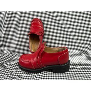 John Fluevog Nancy Low Vintage Red Leather Shoes Chunky Sole Women's 8